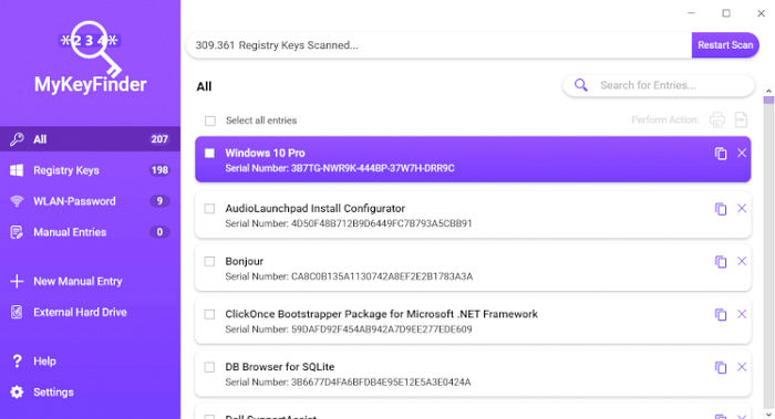 trovare product key via mykeyfinder