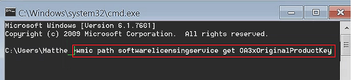 trova la product key di windows 7 tramite cmd