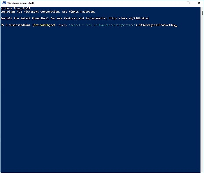 accedi alla riga di comando in PowerShell