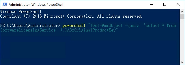 trova la product key in powershell