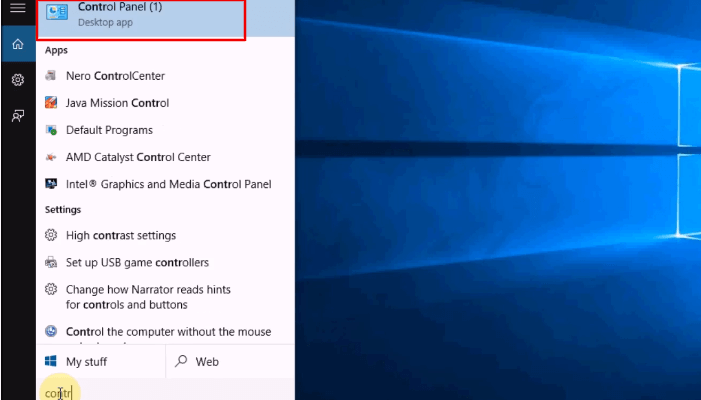 vai su pannello di controllo