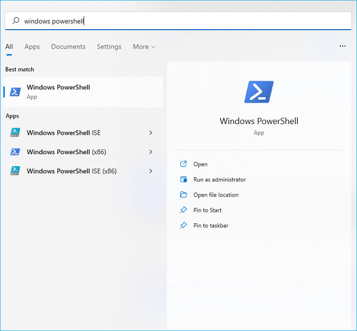 apri Windows PowerShell