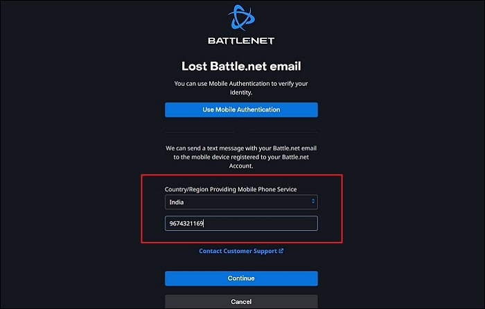 recuperare l'e-mail di battlenet