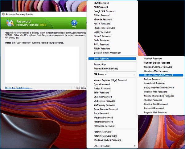 trova la password di Windows Live Mail con Password Recovery Bundle - 2
