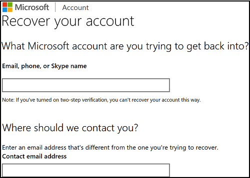 recuperare l'account microsoft