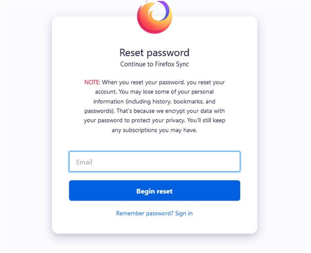 Resetta la password di Firefox