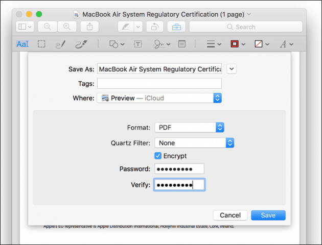 Come aggiungere la password al pdf su Mac