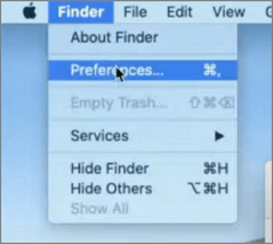 apri le preferenze del Finder per modificare le impostazioni