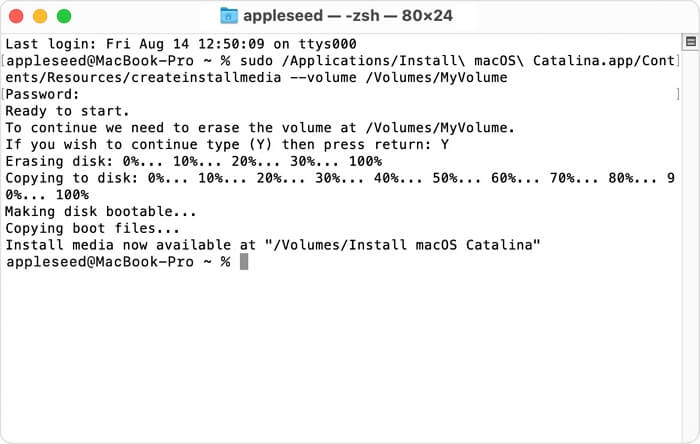 creare un programma di installazione avviabile con Terminal