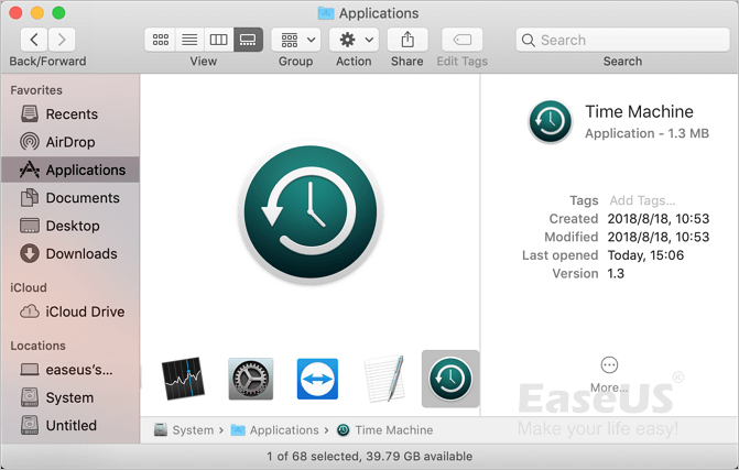Apri il backup di Time Machine.