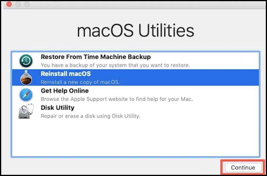 reinstalla il tuo sistema macos