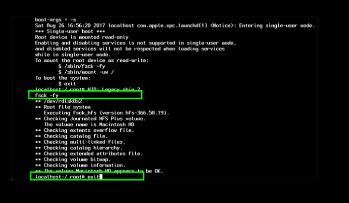 riparare il disco rigido del mac usando il comando fsck