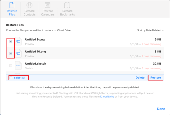 Seleziona iCoud backup e ripristina su Mac