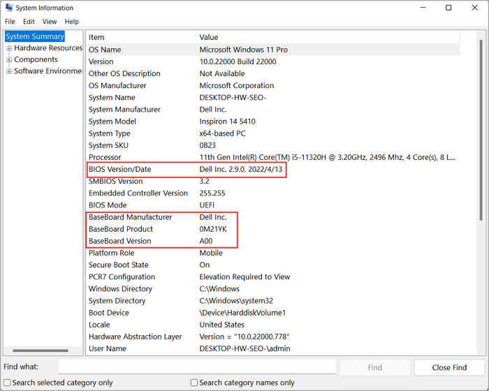 controlla il BIOS e la versione della scheda madre