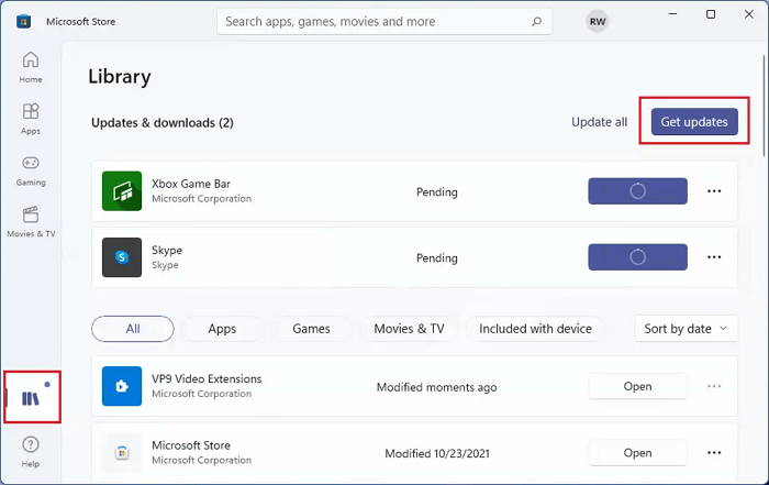 Controlla l'aggiornamento del negozio Microsoft