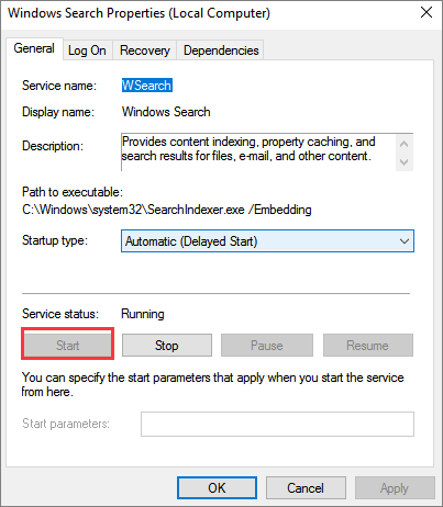 controllare la ricerca di windows