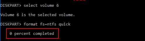 Errore di formato CMD - bloccato allo 0 percento completato