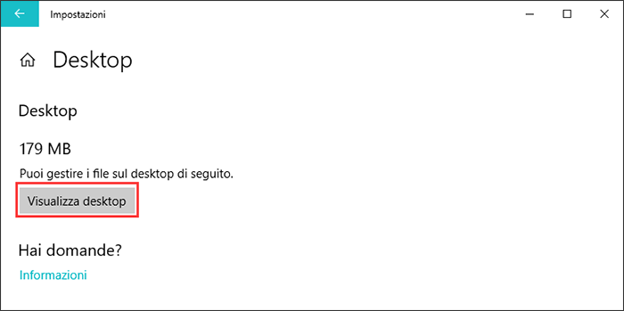 cliccare Visualizza per mostrare tutti i file di grande dimensione