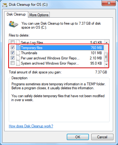 eliminare file temporanei
