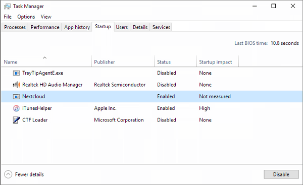 disabilitare i programmi di avvio in conflitto con l'aggiornamento di Windows 10