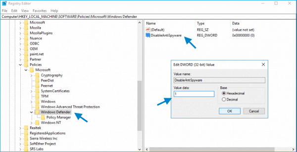 disable windows defender