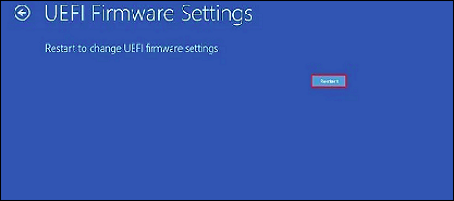 Riavvia le impostazioni del firmware UEFI