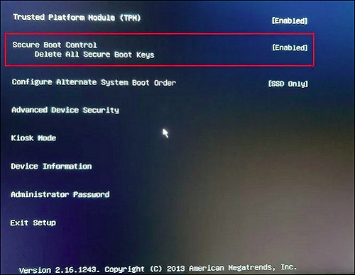 attivare l'avvio protetto