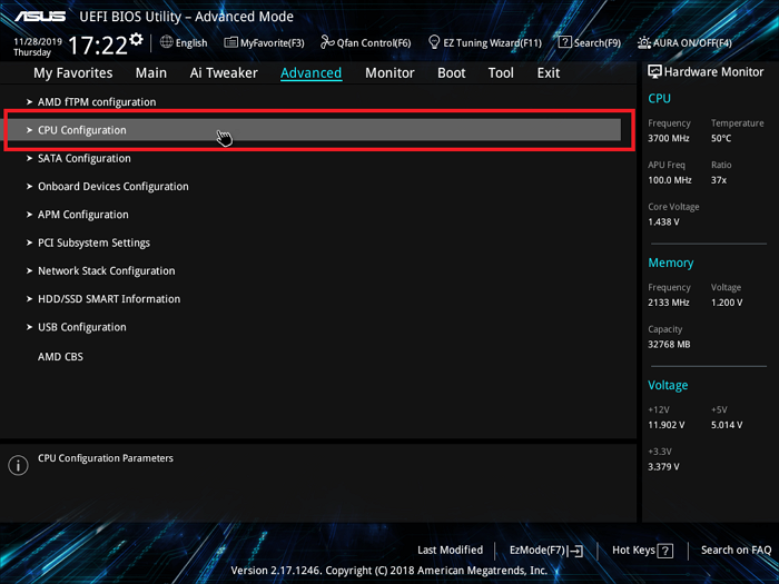 Apri le impostazioni del BIOS AMD