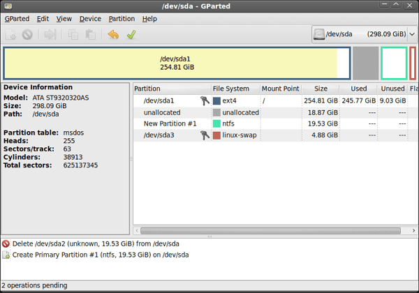 Immagine di Gparted