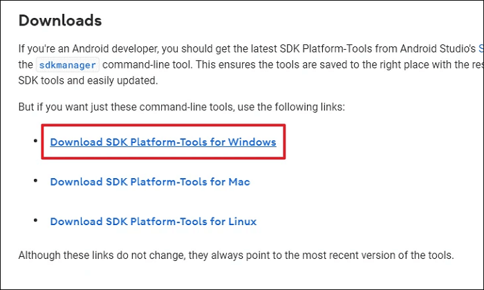 Strumenti della piattaforma Downblaod SDK per Windows