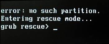 erro non such partition grub rescue