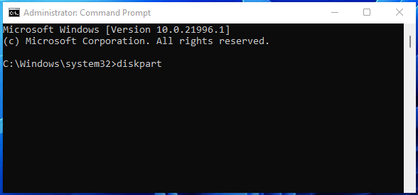 apri diskpart nel cmd