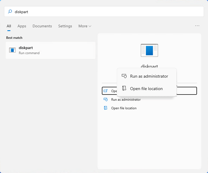 Apri Diskpart in Windows 11