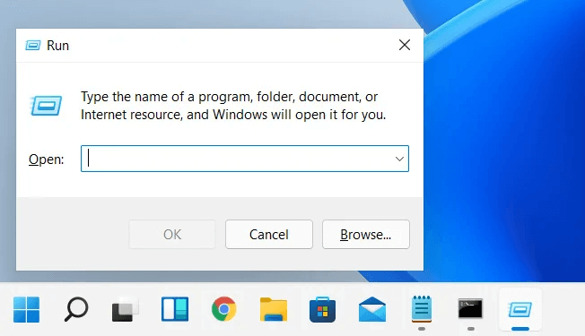 aprire la finestra Esegui
