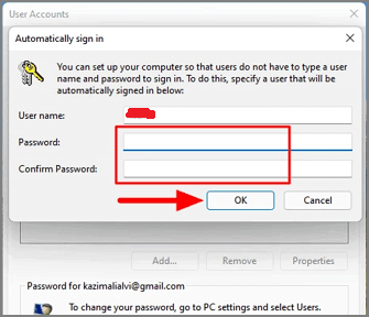 rimuovi la password dal pannello utente 2