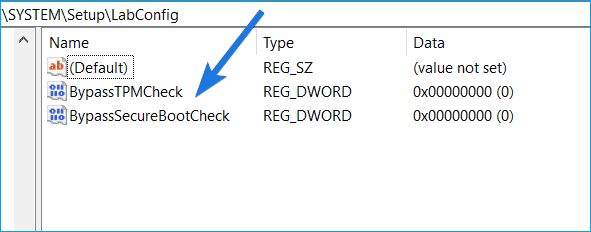 rinominare BypassTPMCheck