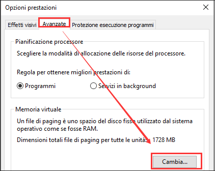 cambiare impostazione