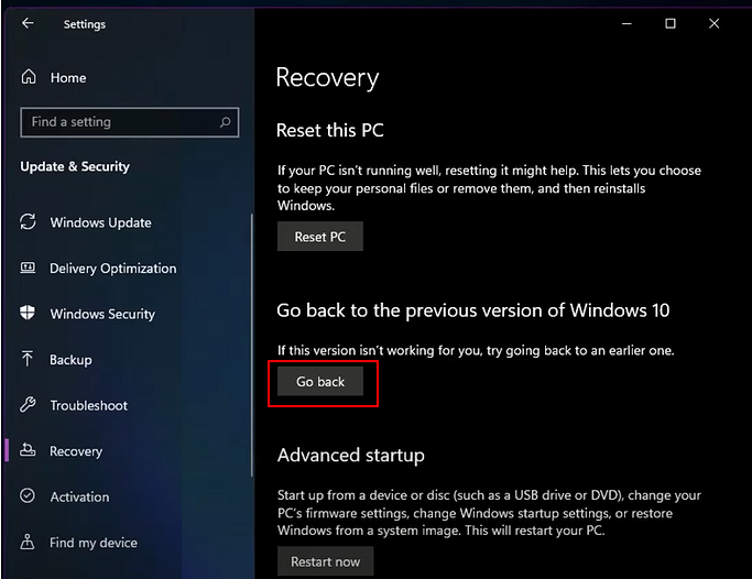 trovare l'opzione di ripristinare Windows 11