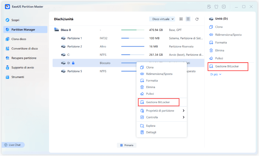 aprire gestione BitLocker