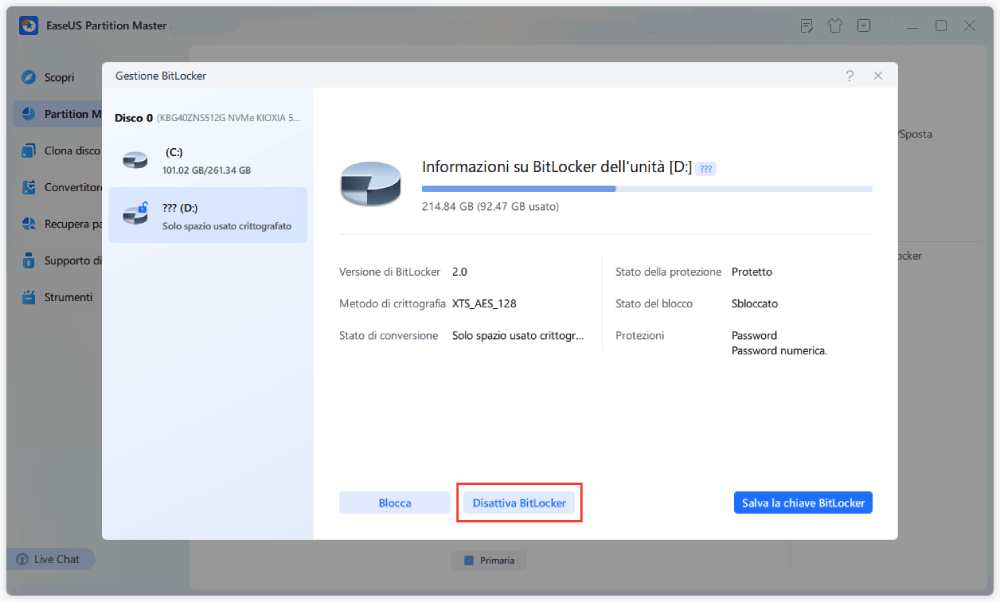 disabilitare BitLocker