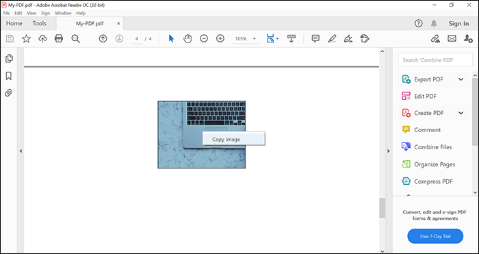 estrarre immagine dal pdf utilizzando adobe reader
