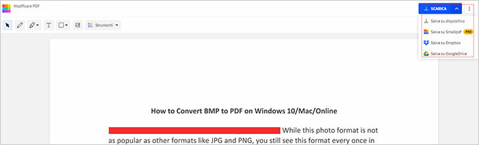 scaricare file modificato da Smallpdf