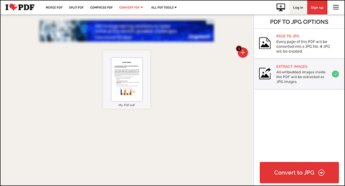 estrarre immagine dal pdf utilizzando ilovepdf