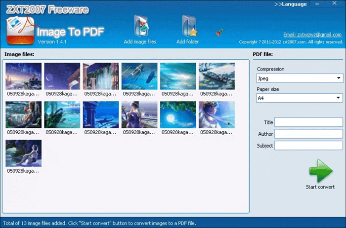 image to pdf interfaccia