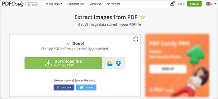 estrarre immagine dal pdf utilizzando pdfcandy