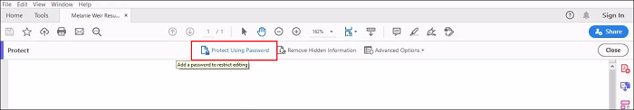 proteggere pdf tramite password usando Adobe