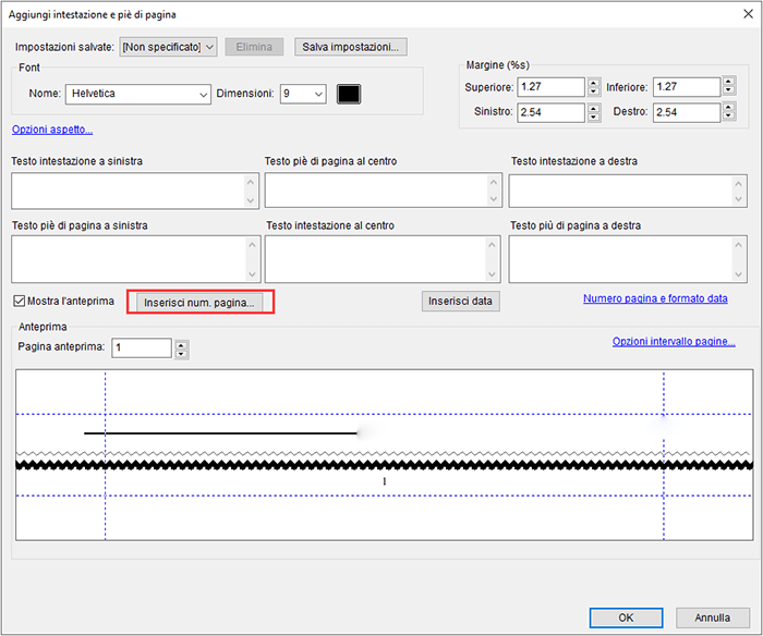 aggiungere numeri di pagine