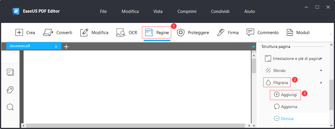 aggiungere filigrana ai file PDF