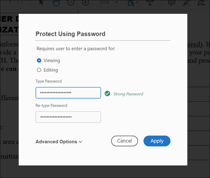 aggiungere password a PDF usando Adobe