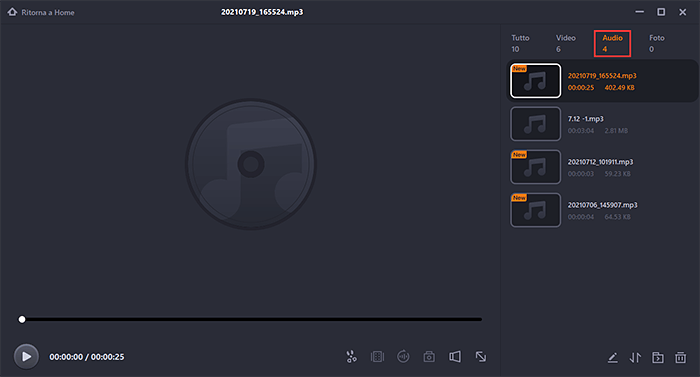 modificare audio registrato